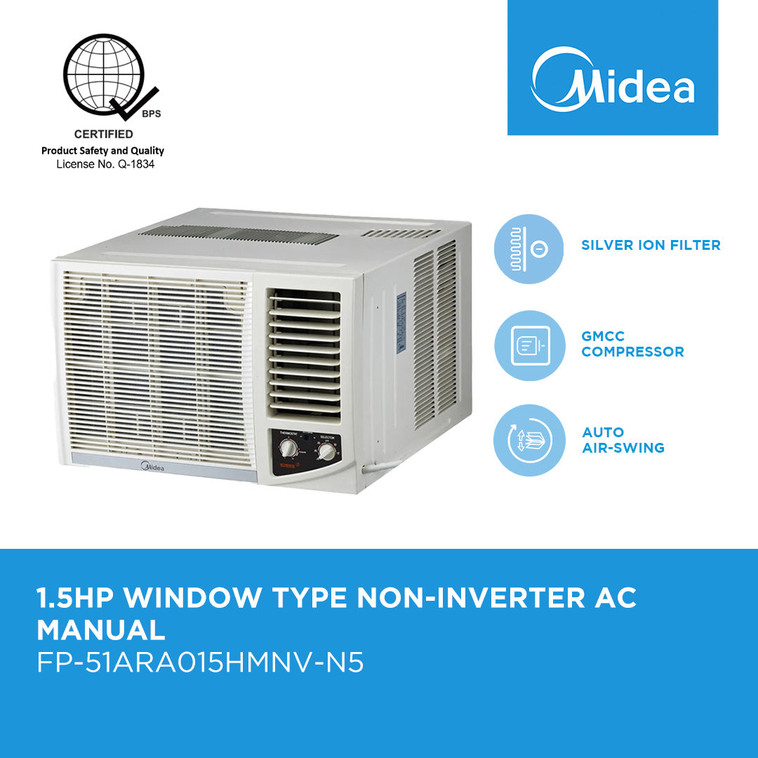Midea 1.5 HP Window Type Non Inverter Aircon - Manual