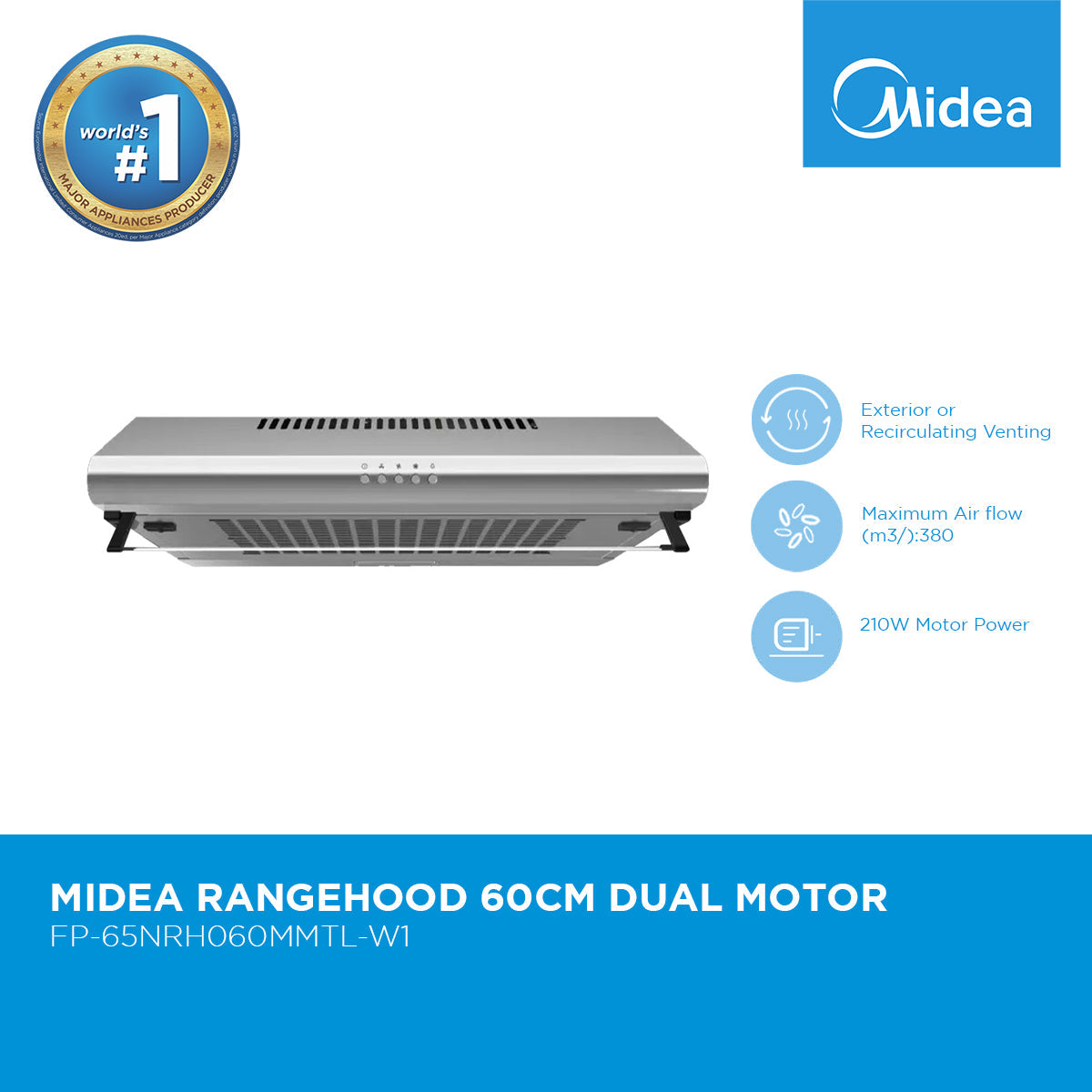 Midea Range Hood Dual Motor Slim Series 60cm