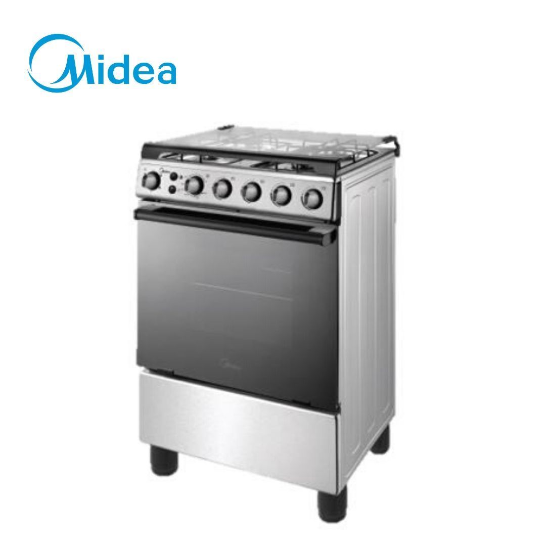 Midea 60cm Silver Stainless Steel Gas Range (4 Gas Burners)