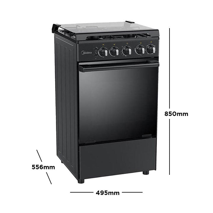 Midea 50cm Black Gas Range (2 Gas Burners + 2 Hot Plates)