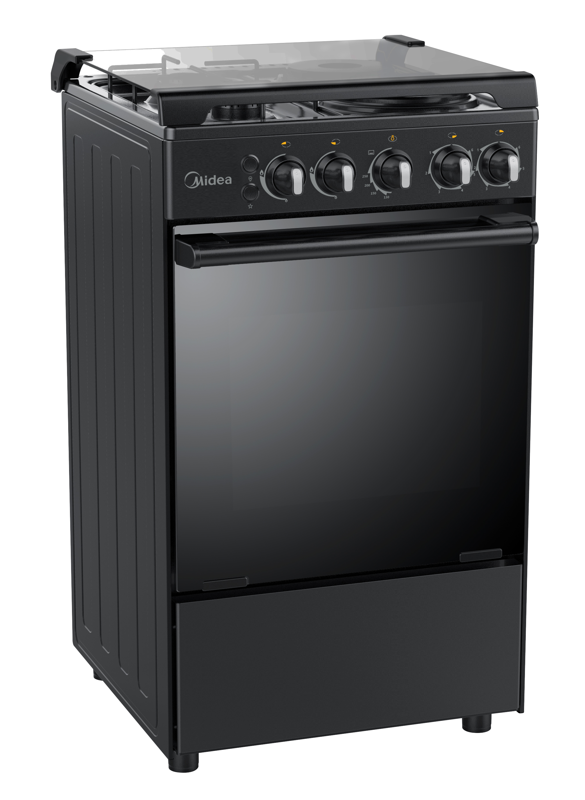 Midea 50cm Black Gas Range (2 Gas Burners + 2 Hot Plates)