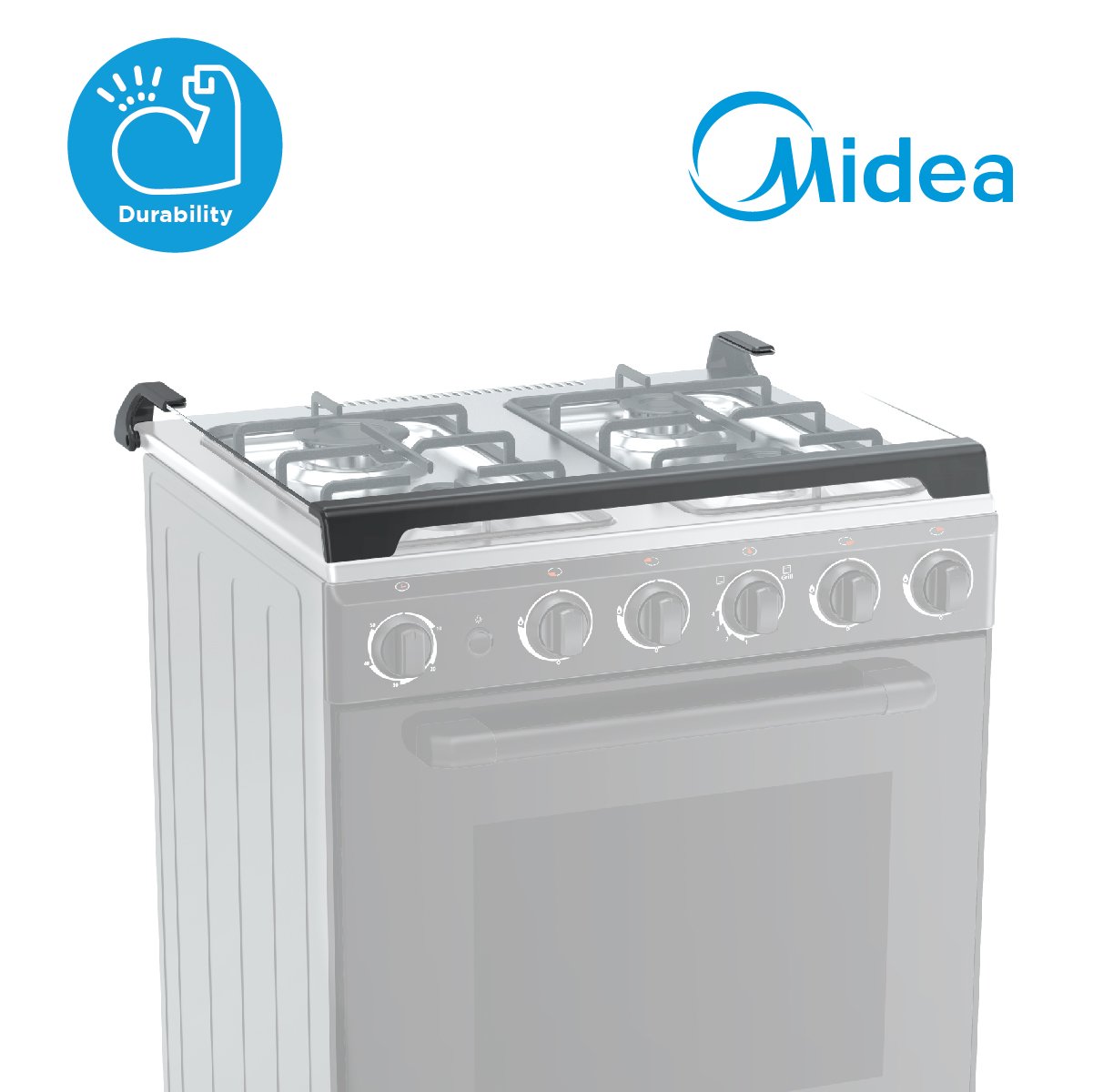 Midea 60cm Black Gas Range (4 Gas Burners)