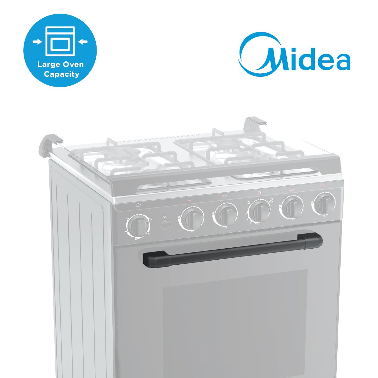 Midea 60cm Black Gas Range (4 Gas Burners)