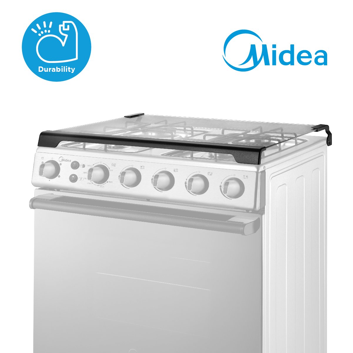 Midea 60cm Silver Stainless Steel Gas Range (4 Gas Burners)