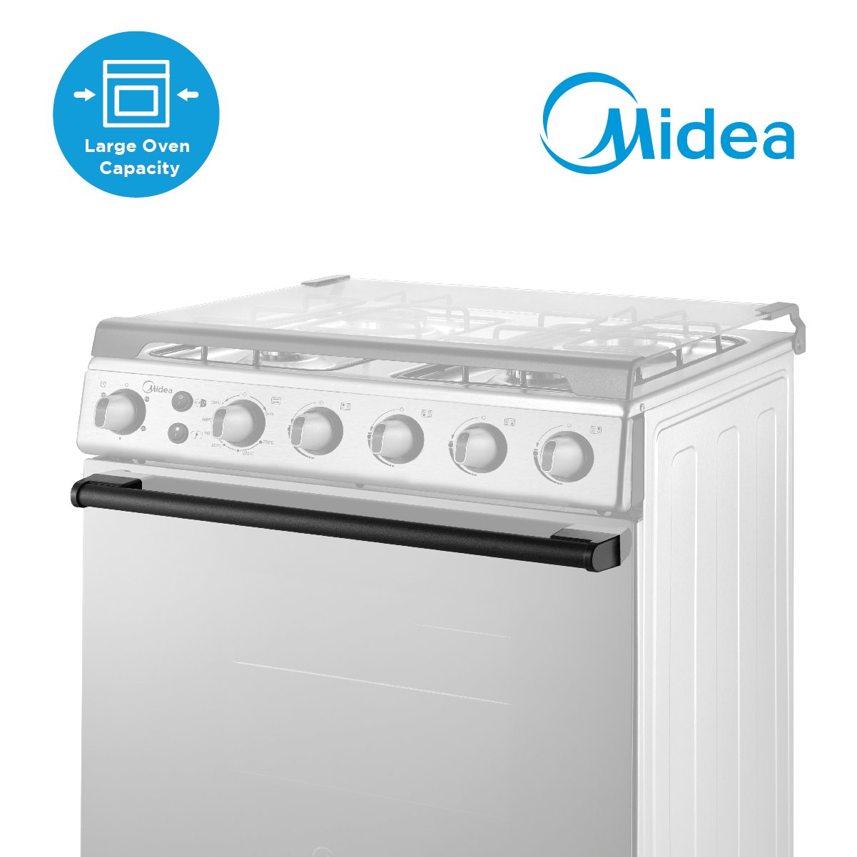 Midea 60cm Silver Stainless Steel Gas Range (4 Gas Burners)