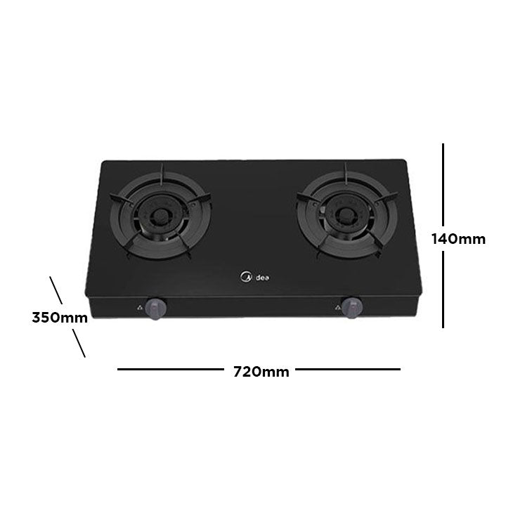 Midea Gas Stove Table Top Tempered Glass 2 Burner