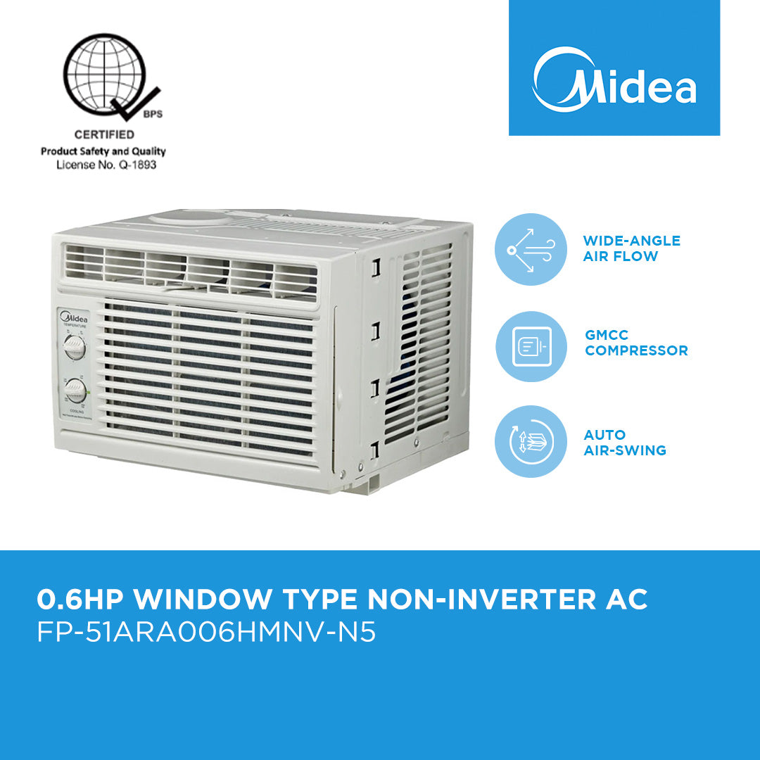 Midea 0.6HP Window Type Non Inverter Aircon
