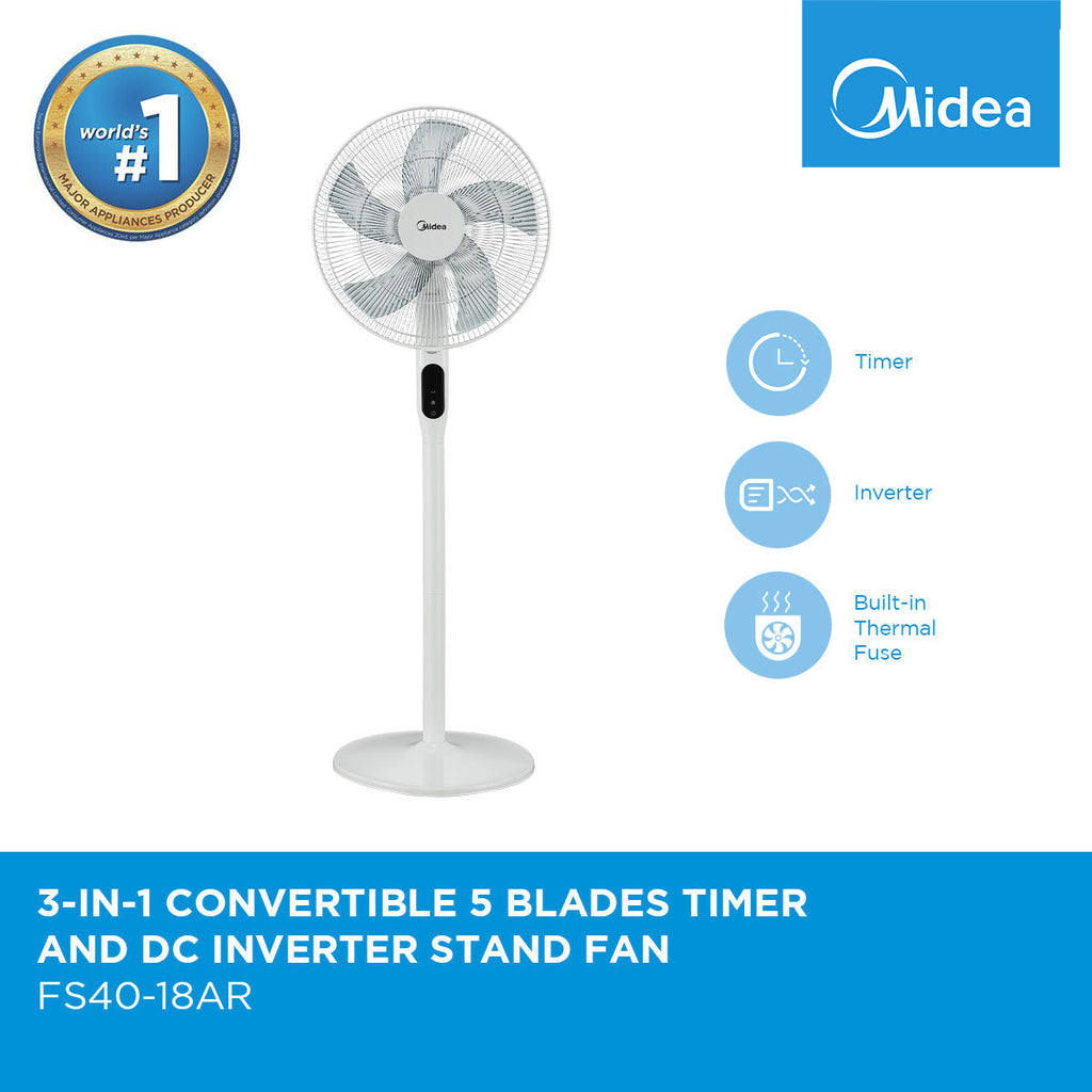 Surprisingly in Midea 2 in 1 Convertible 5 Blades Timer and DC Inverter Stand Fan
