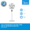 Surprisingly in Midea 2 in 1 Convertible 5 Blades Timer and DC Inverter Stand Fan