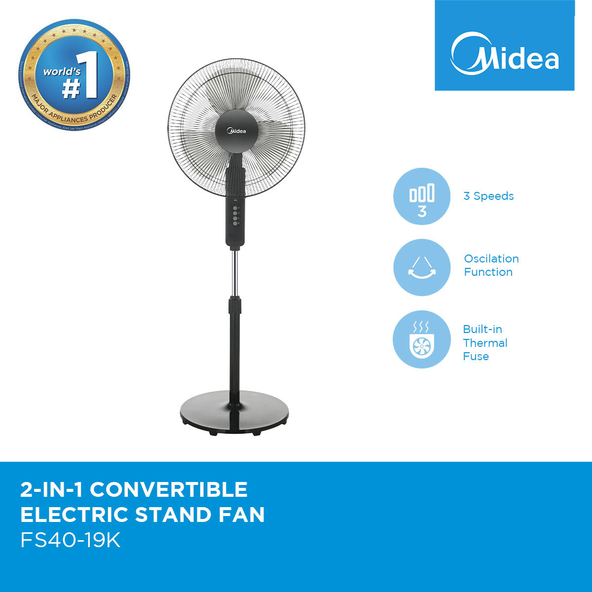 Surprisingly Friendly Midea 2-in-1 Convertible Electric Fan