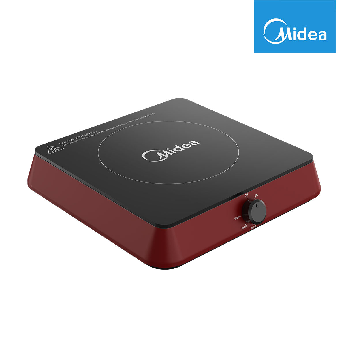 Midea 1600W Induction Cooker (Black/Red) with Free Pot