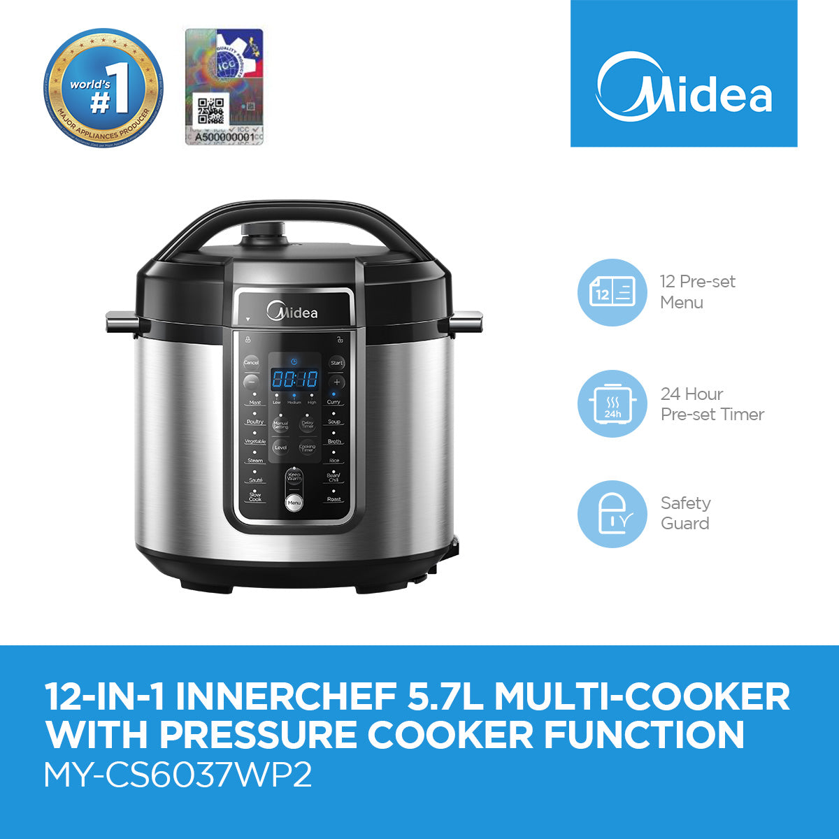 Midea 12-in-1 InnerChef 5.7L Multi-Cooker with Pressure Cooker Function
