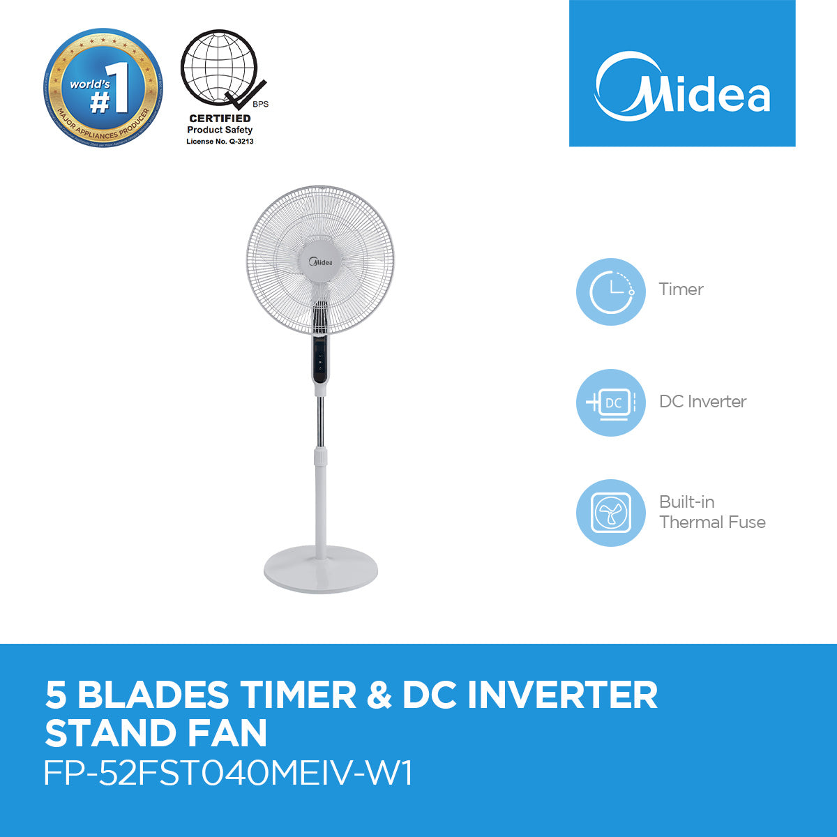 Midea 5 Blades Timer and DC Inverter Fan