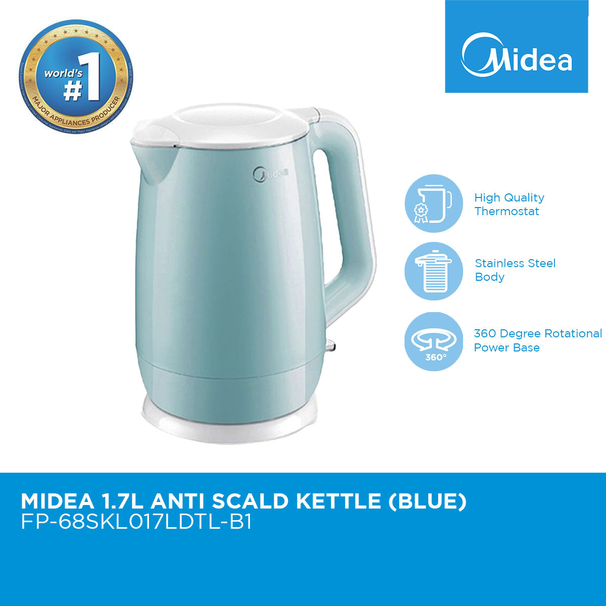Midea 1.7 Blue Electric Kettle